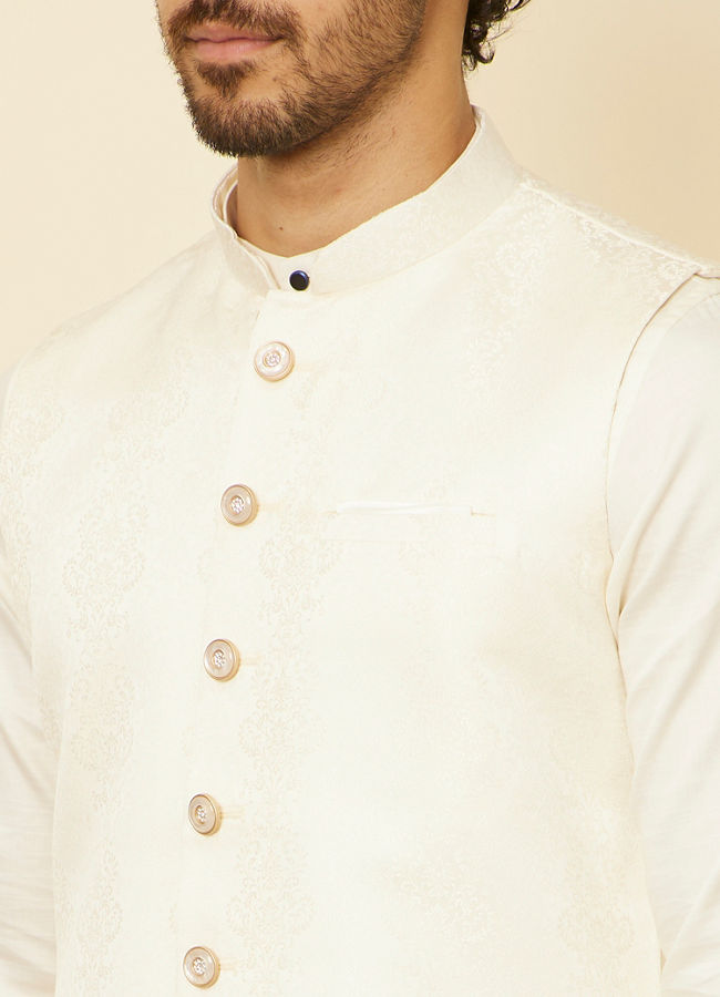 Warm White Imperial Jaal Patterned Jacket image number 1